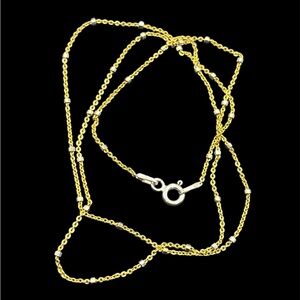 Gold over sterling silver two tone beaded chain necklace Italy